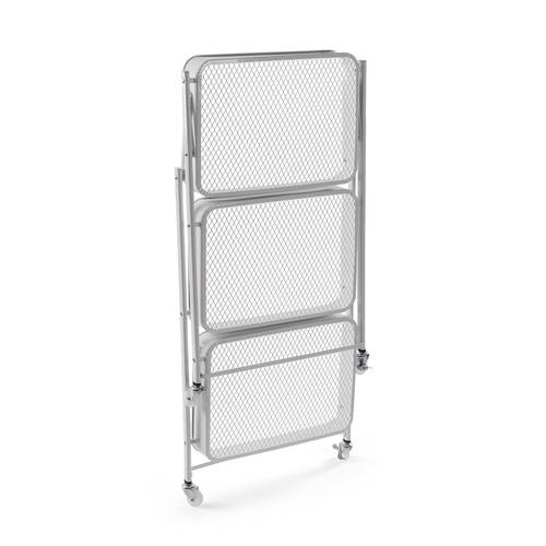 Carrello cucina metallo bianco pieghevole tre piani a cestello con ruote