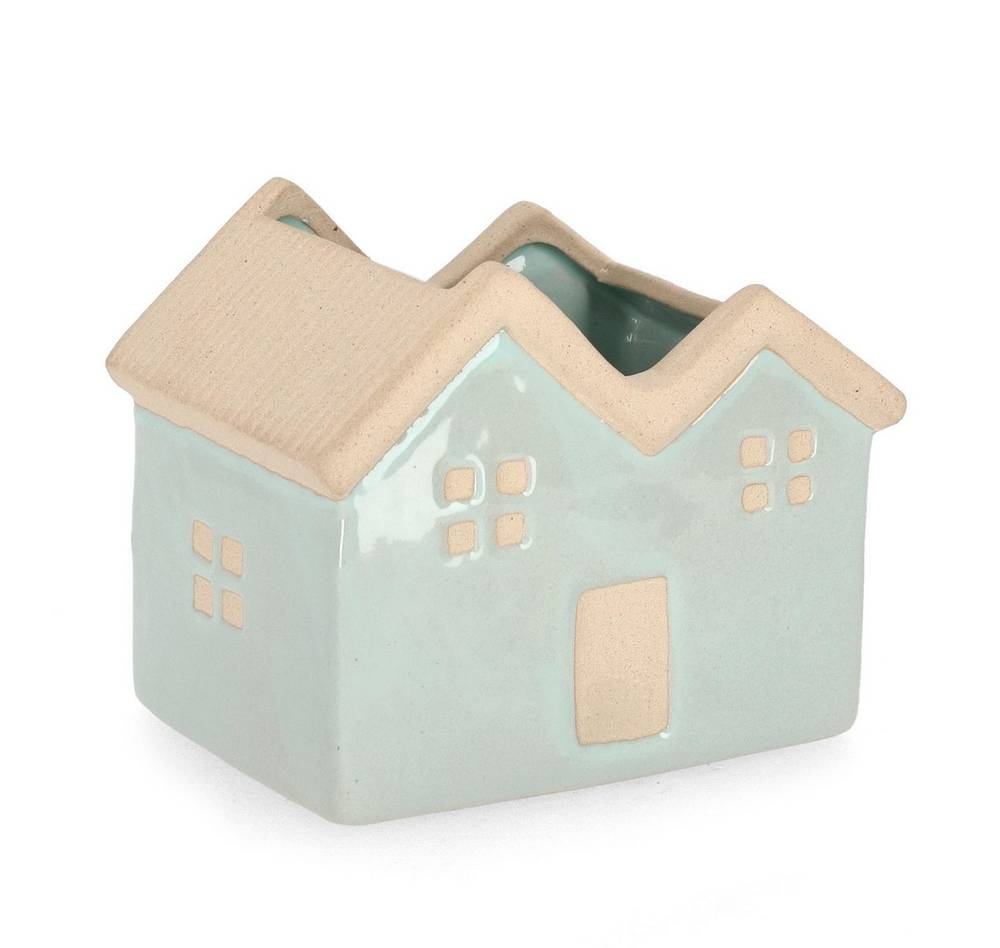Casetta azzurra ceramica porta fiori e vasi
