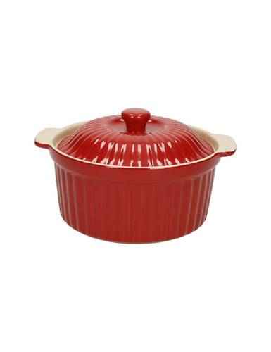 Casseruola rossa ceramica con coperchio 1,20LT