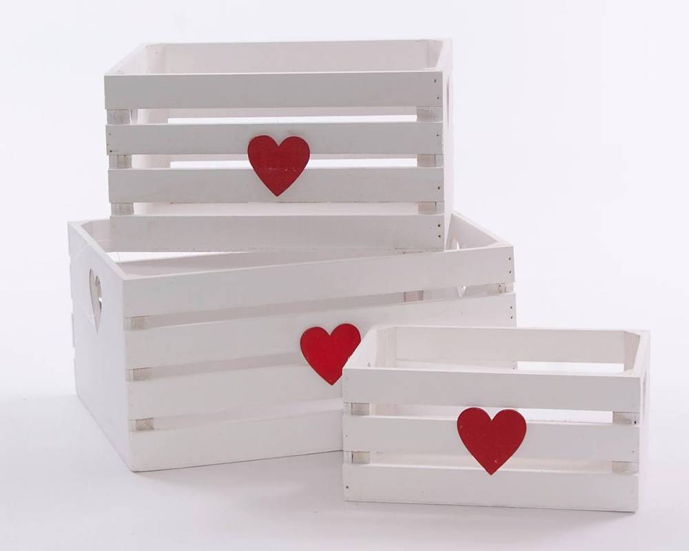 Cassetta legno abete bianco tipo frutta cuore rosso
