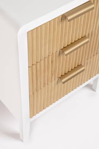 Cassettiera legno bianco 3 cassetti naturali effetto bamboo 40x30x62h