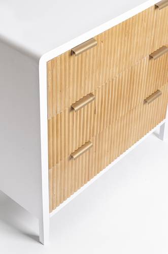 Cassettiera legno bianco 3 cassetti large naturali effetto bamboo 80x40x82h