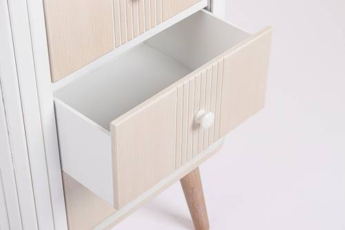 Cassettiera legno bianco tortora 3 cassetti finitura rigata
