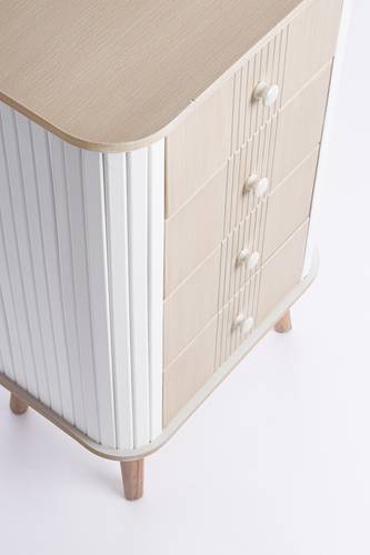 Cassettiera legno bianco tortora 4 cassetti finitura rigata