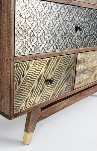 Cassettiera legno mango naturale 7 cassetti colorati