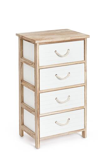 Cassettiera legno naturale 4 cassetti bianchi Large 73h