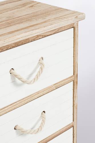 Cassettiera legno naturale 4 cassetti bianchi Large 73h