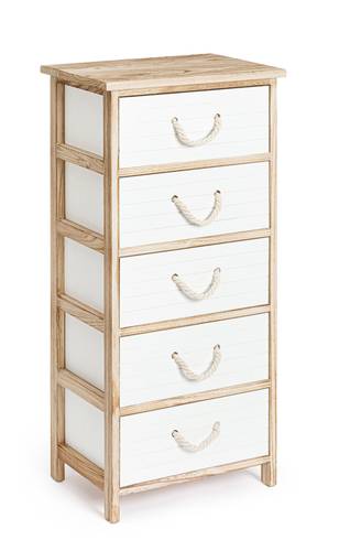 Cassettiera legno naturale 5 cassetti bianchi Large 90h