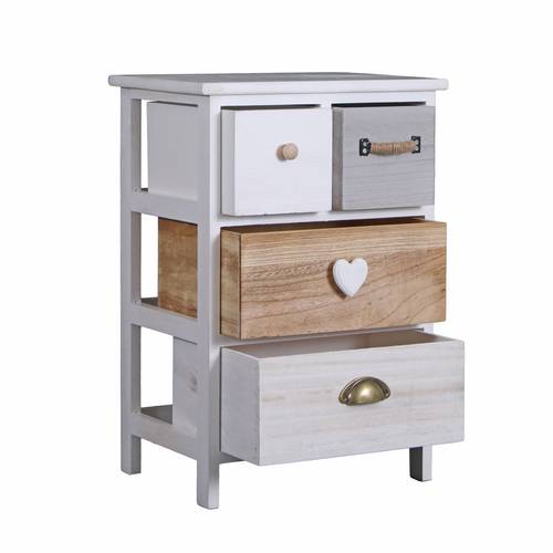 Cassettiera retro' legno grigio-naturale 2+2 cassetti 58h