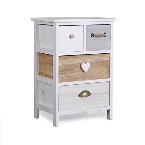 Cassettiera retro' legno grigio-naturale 2+2 cassetti 58h