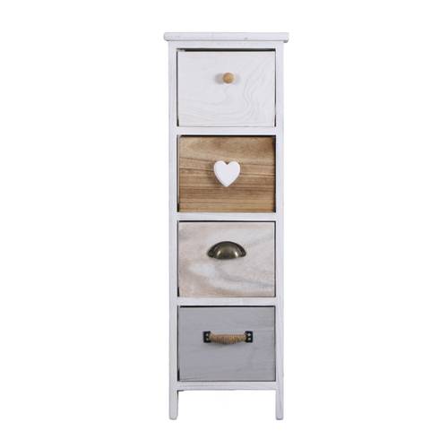 Cassettiera retro' legno grigio-naturale stretta 4 cassetti 81h