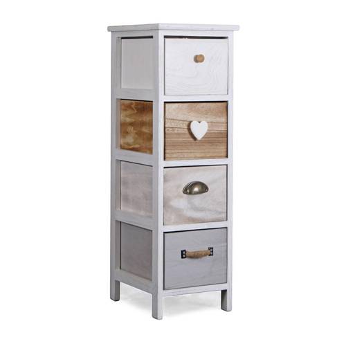 Cassettiera retro' legno grigio-naturale stretta 4 cassetti 81h