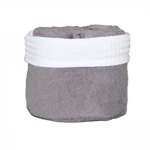 Cestino cotone grigio con 6 lavette spugna