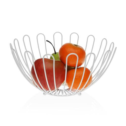 Cestino portafrutta tondo in filo metallo bianco