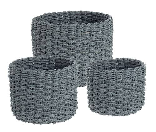 Cestino tondo grigio antracite intreccio sintetico