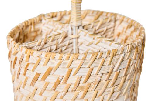Cestino tondo rattan bianco con 4 divisorie con manico