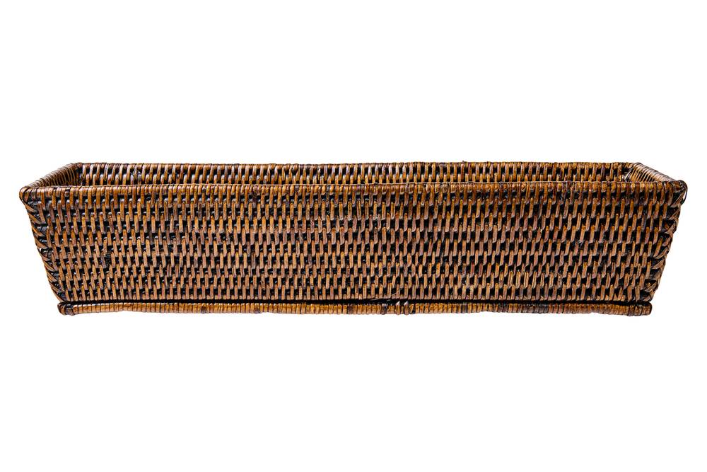 Myanmar cesto  rettangolare stretto e lungo rattan noce  45x12x9h