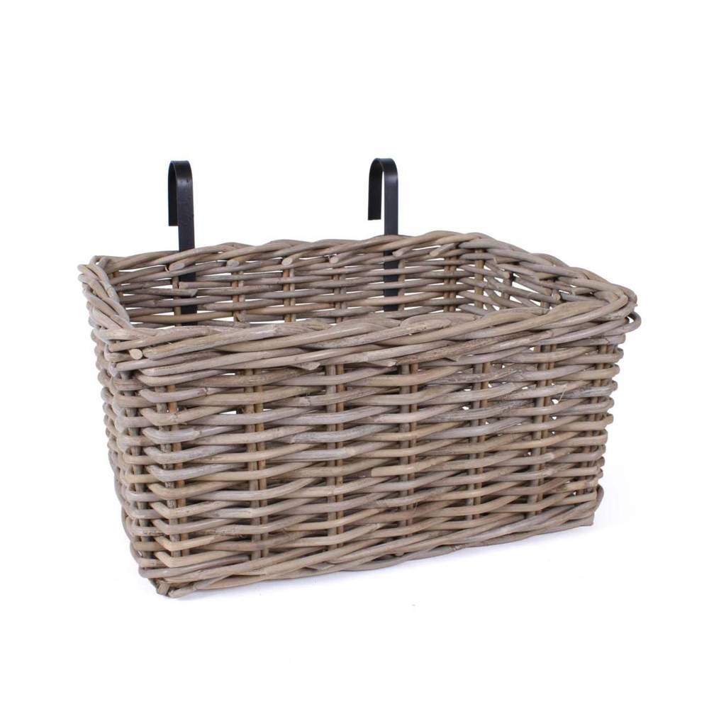 Cesto bici giunco grigio con ganci in ferro cm 41x30x20h