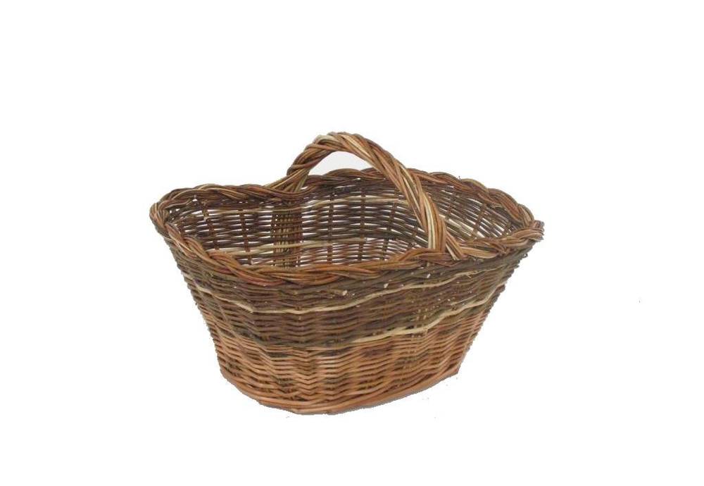 Cesto cavagna con manico vimini rustico artigianale portalegna 50x30
