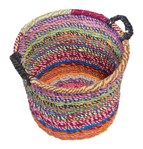 Cesto corda cotone colorato tondo con manici