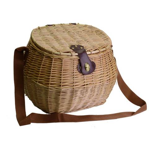 Cesto funghi vimini con tracolla e maniglia bombato e inclinato 39x33x32h