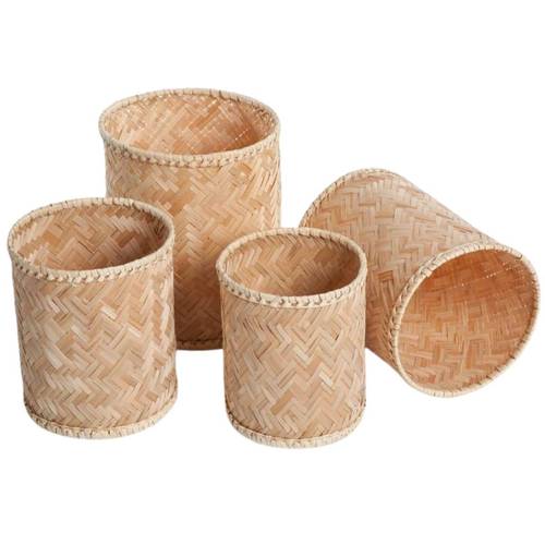 Cesto gettacarta tondo in bamboo naturale