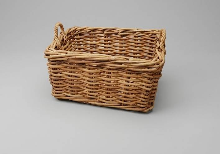 Cesto legna rettangolare giunco grosso naturale con manici 75x55