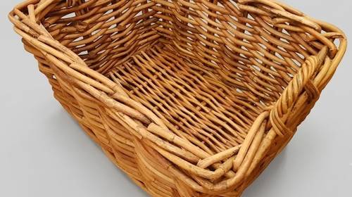 Cesto legna rettangolare giunco grosso naturale con manici 75x55