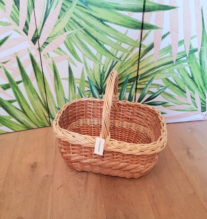 Cesto olandese con manico bicolore vimini intero cm 40x31