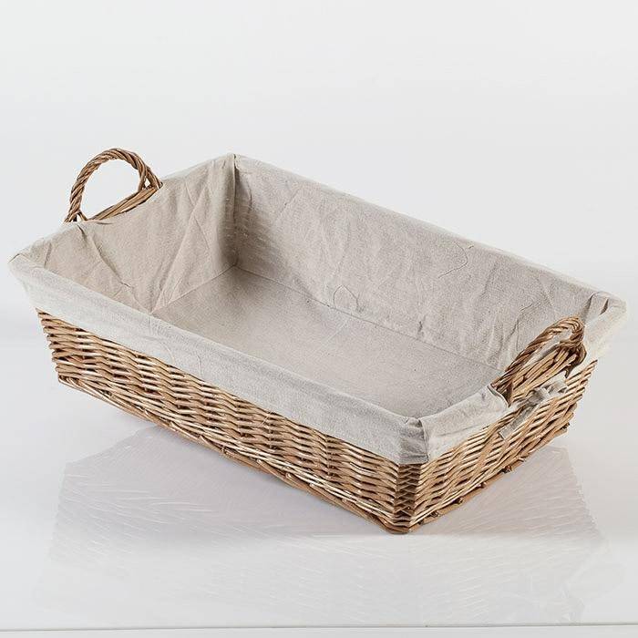Cesto rettangolare stiro vimini naturale con fodera e manici cm 62x42