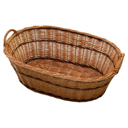 Cesto ovale vimini naturale bicolor con manici cm 70x48x27h