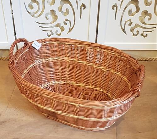 Cesto ovale vimini rosso con manici cm 60x40x25h