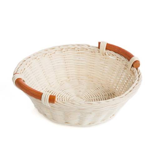 Cesto paniere midollino tondo con manici legno 19 cm