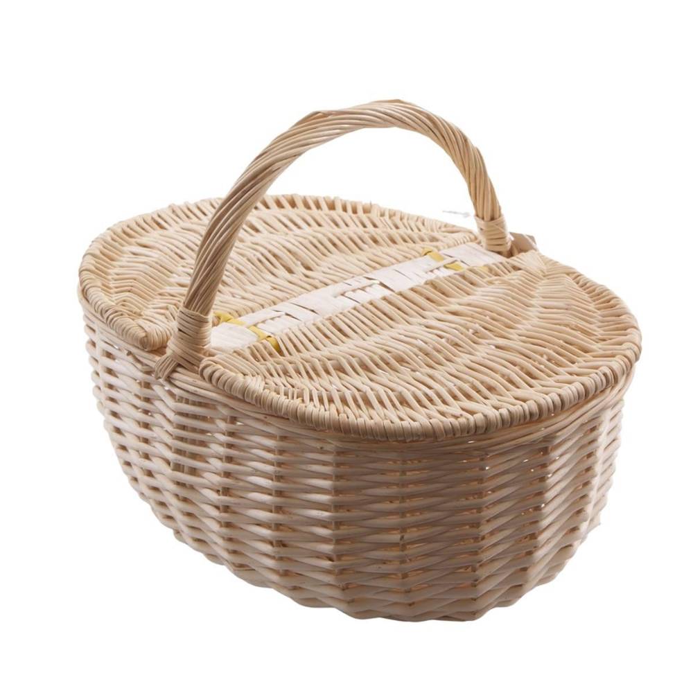 Cesto pic nic 2 coperchi vimini naturale con manico 36x26
