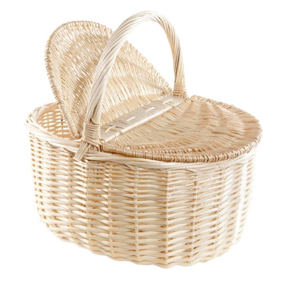 Cesto pic nic 2 coperchi vimini naturale con manico 48x35