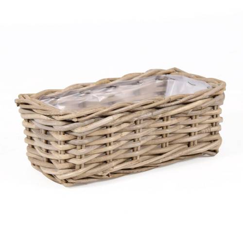 Cesto rettangolare giunco grigio stretto 34x18