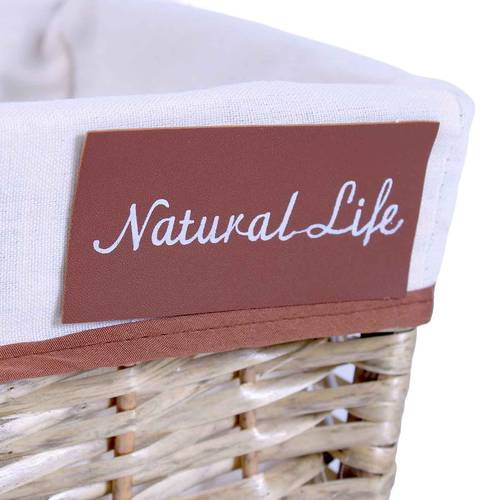 Cesto vimini grigio Natural Life con fodera bianca formato a cassetta