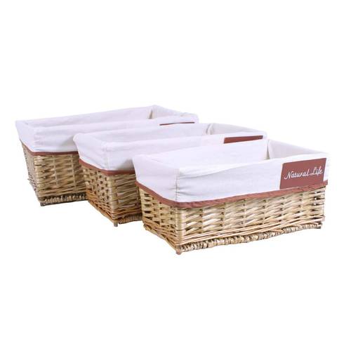 Cesto vimini grigio Natural Life con fodera bianca formato a cassetta