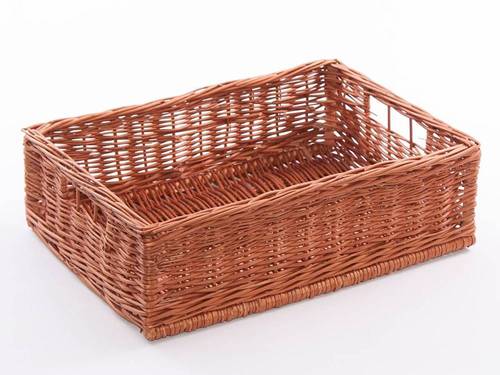 Cesto vimini rosso vassoio rettangolare con maniglie 55x40x20h