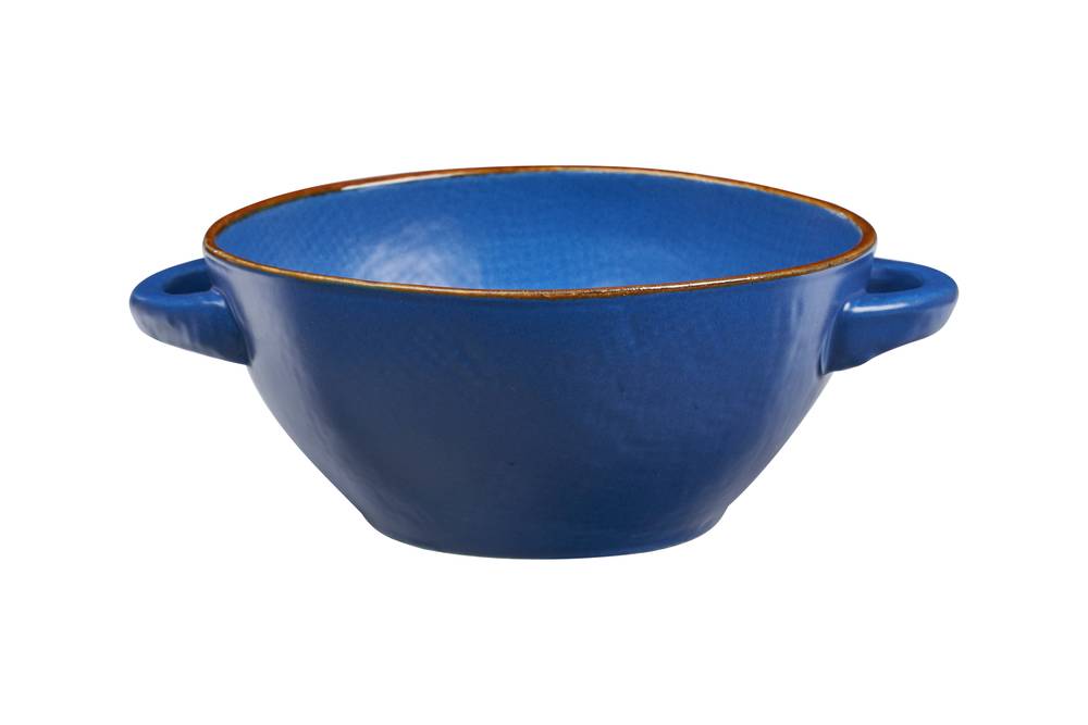 Ciotola zuppa con manici blu porcellana collezione mediterraneo