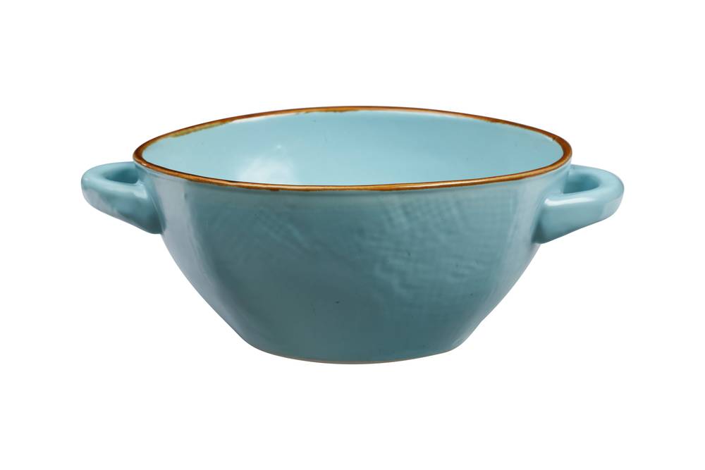 Ciotola zuppa con manici turchese porcellana collezione mediterraneo