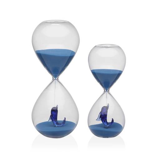 Clessidra vetro decoro delfino blu 15 minuti 16h