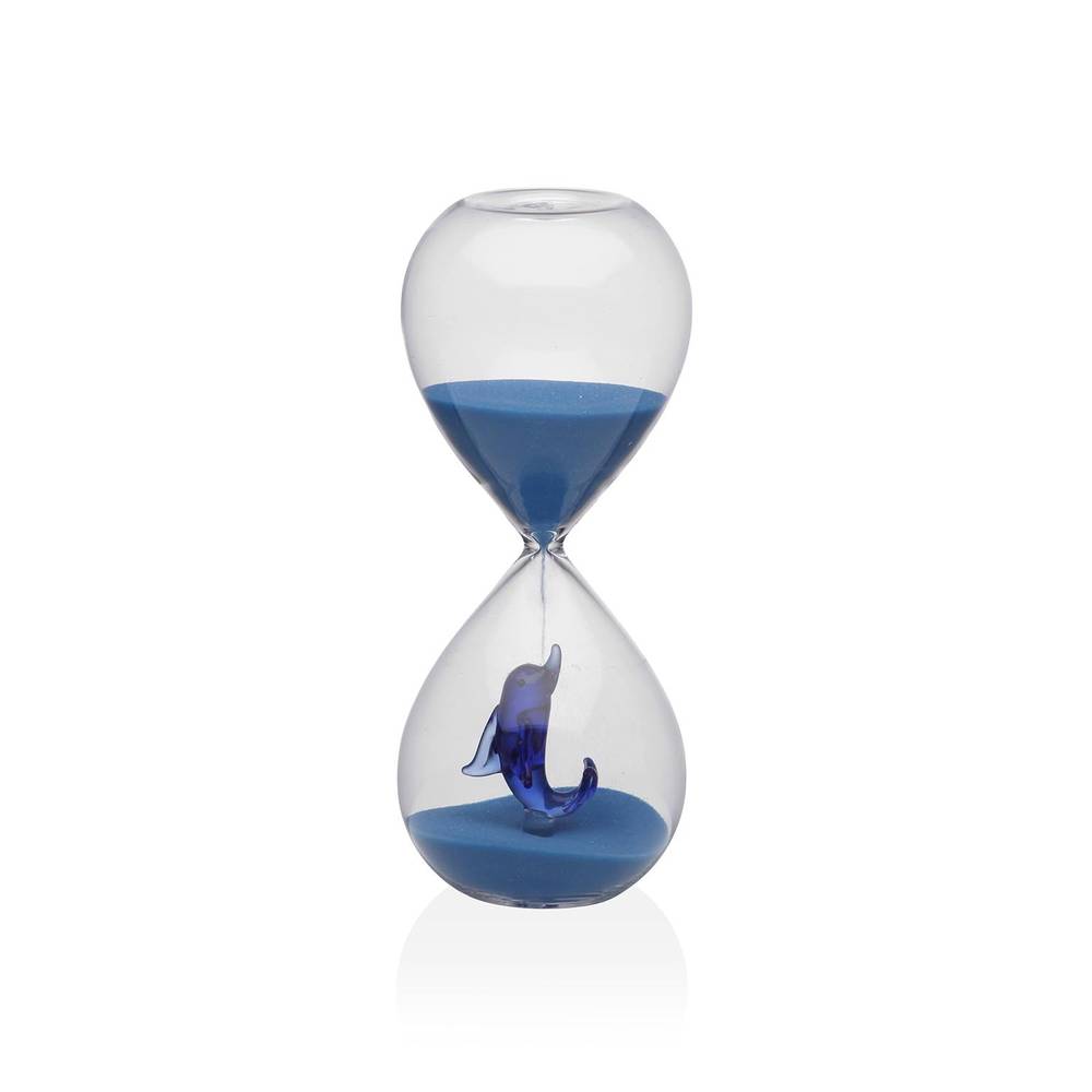 Clessidra vetro decoro delfino blu 15 minuti 16h