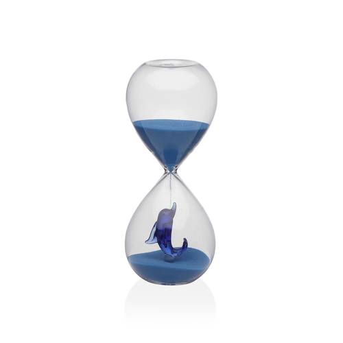 Clessidra vetro decoro delfino blu 15 minuti 16h