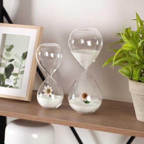 Clessidra vetro decoro fiore 15 minuti 16h