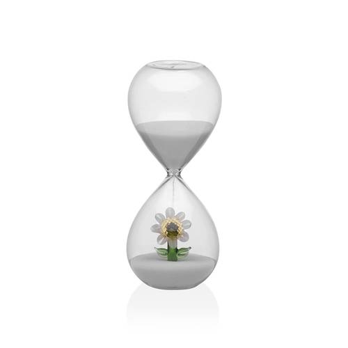 Clessidra vetro decoro fiore 15 minuti 16h