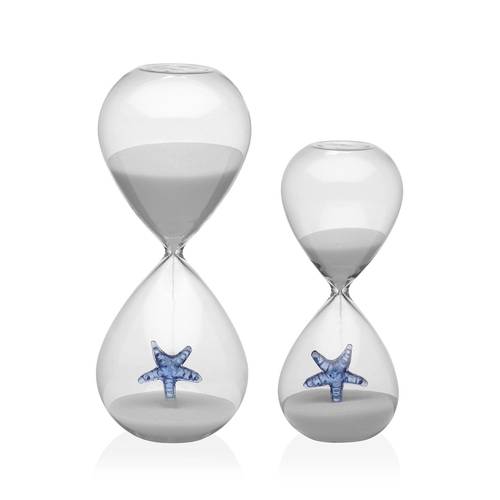 Clessidra vetro decoro stella marina blu 15 minuti 16h