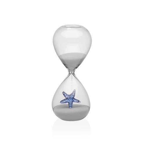 Clessidra vetro decoro stella marina blu 15 minuti 16h