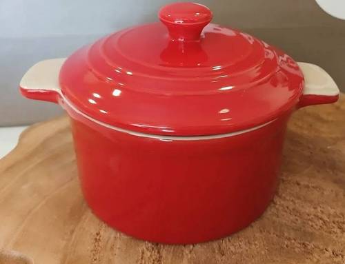 Cocotte mini rossa ceramica con coperchio 400ML
