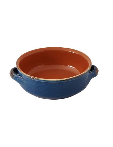Cocotte terracotta blu da fuoco e forno con manici